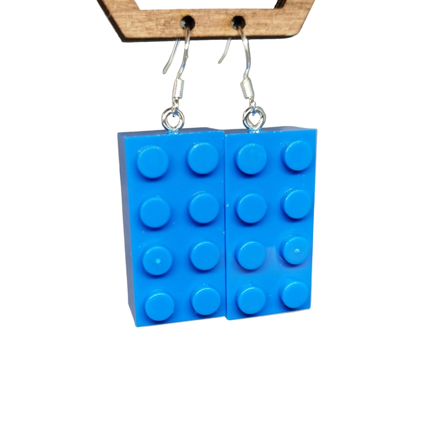 Blue block-shaped earrings