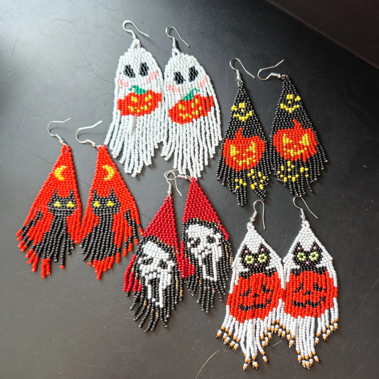Halloween Fringe Perleøreringe - Lang