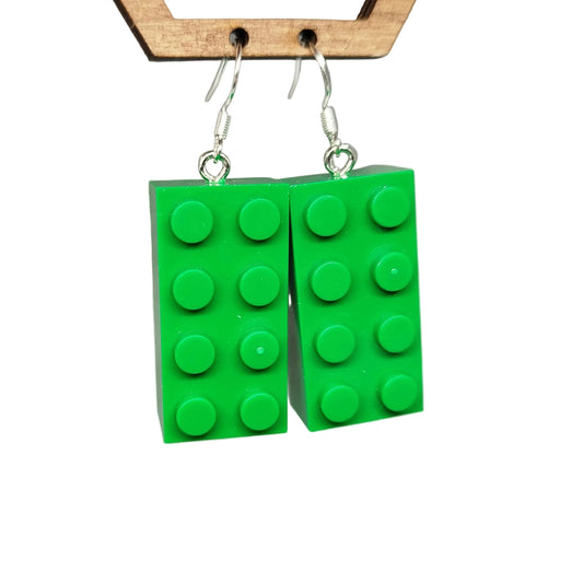 Green block earrings