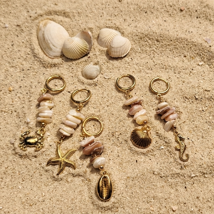 ocean strand natursten øreringe på strand