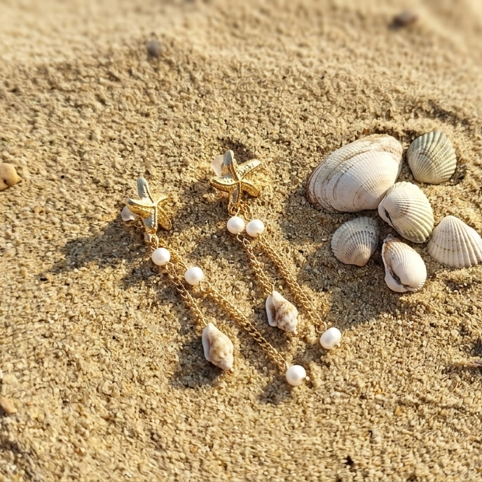 søstjerne øreringe på strand